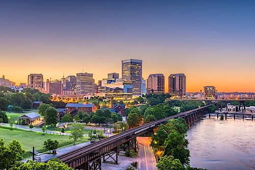 Richmond, Virginia skyline at sunset