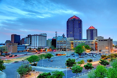 Albuquerque, New Mexico on cloudy day