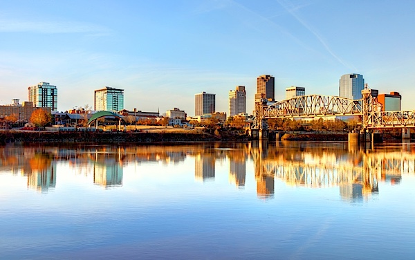 Skyline of Little Rock, Arkansas in the fall