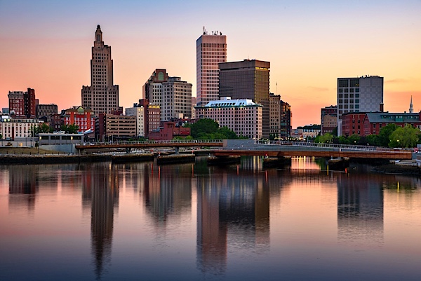 Providence, Rhode Island skyline at sunrise