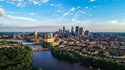 Minneapolis skyline on a sunny day